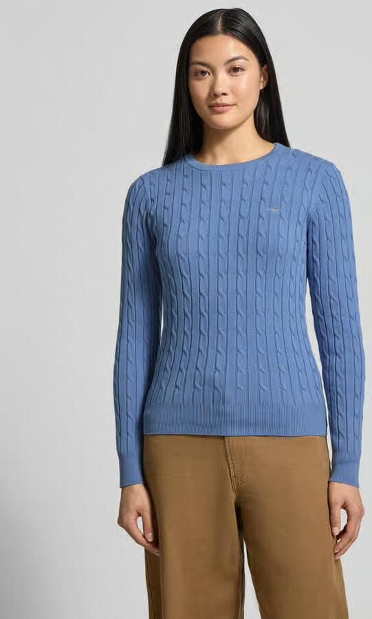 Gant Gebreide pullover met kabelpatroon en labelstitching - Foto 3