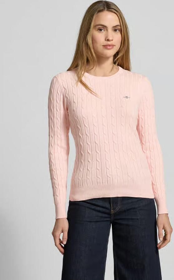 Gant Gebreide pullover met kabelpatroon en labelstitching - Foto 9
