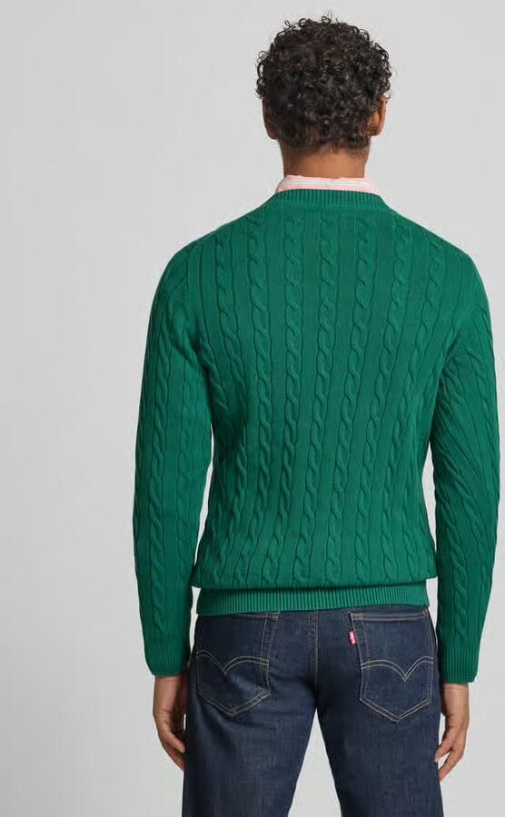 Gant Gebreide pullover met kabelpatroon en labelstitching - Foto 4