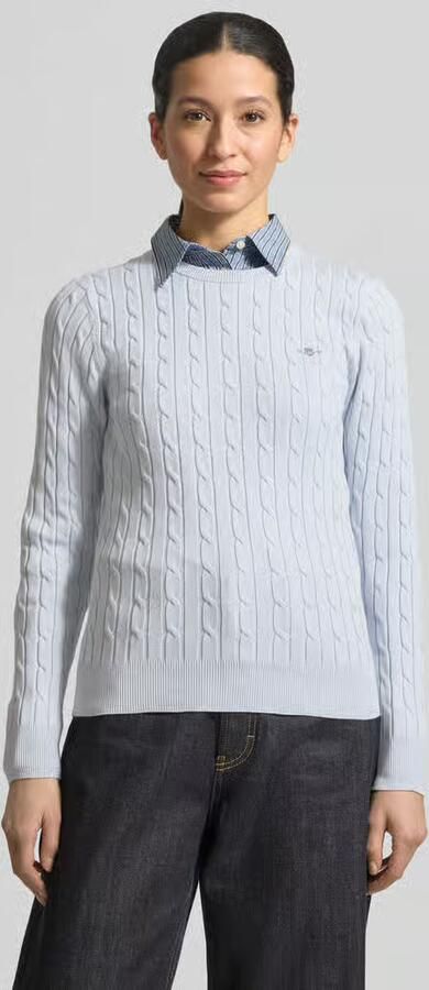 Gant Gebreide pullover met kabelpatroon en labelstitching - Foto 2