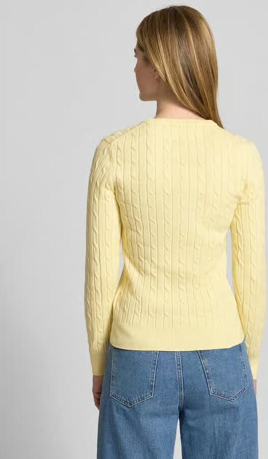 Gant Trui met ronde hals STRIPED COTTON CABLE C-NECK valt op door een doorlopend streepdesign in vlechtbreistructuur - Foto 9