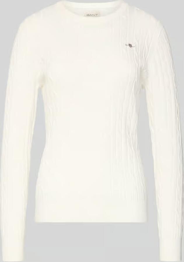 Gant Gebreide trui Stretch Cotton Cable C-Neck met logoborduursel op borsthoogte - Foto 6