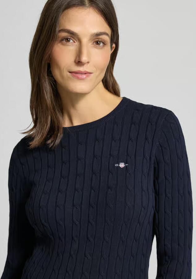 Gant Gebreide trui Stretch Cotton Cable C-Neck met logoborduursel op borsthoogte - Foto 10