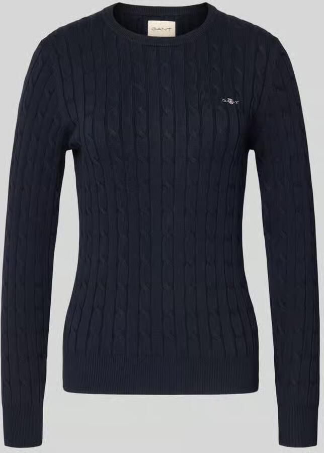 Gant Gebreide trui Stretch Cotton Cable C-Neck met logoborduursel op borsthoogte - Foto 9