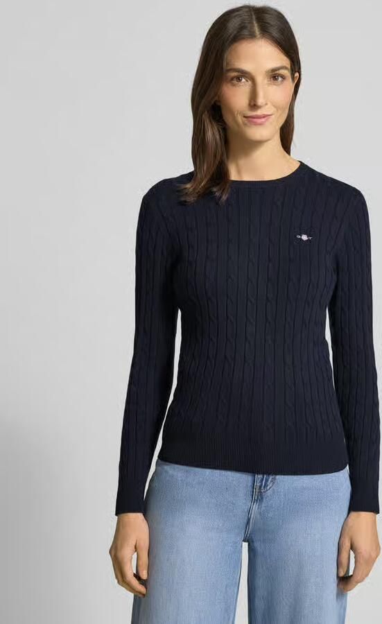 Gant Gebreide trui Stretch Cotton Cable C-Neck met logoborduursel op borsthoogte - Foto 15
