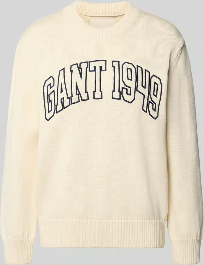 Gant Gebreide pullover met Labelstitching en Ronde hals - Foto 2