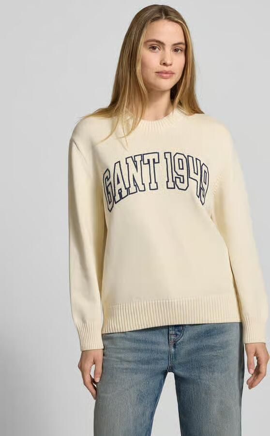 Gant Gebreide pullover met Labelstitching en Ronde hals - Foto 2
