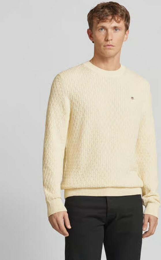 Gant Gebreide pullover met labelstitching - Foto 4
