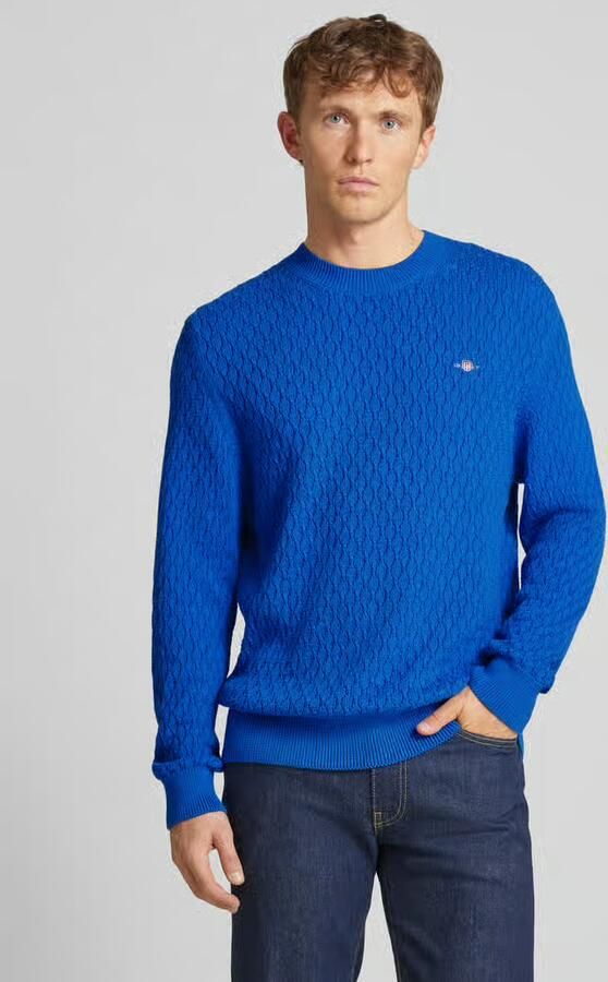 Gant Gebreide pullover met labelstitching - Foto 3