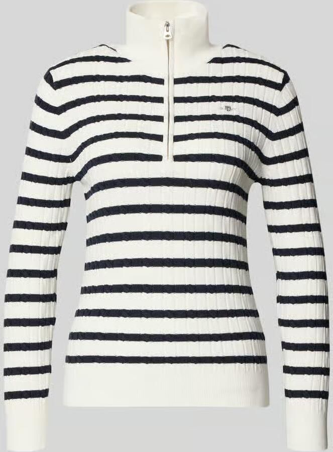 Gant Gebreide pullover met opstaande kraag en ritssluiting