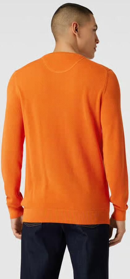 Gant Gebreide pullover met ronde hals en labelstitching