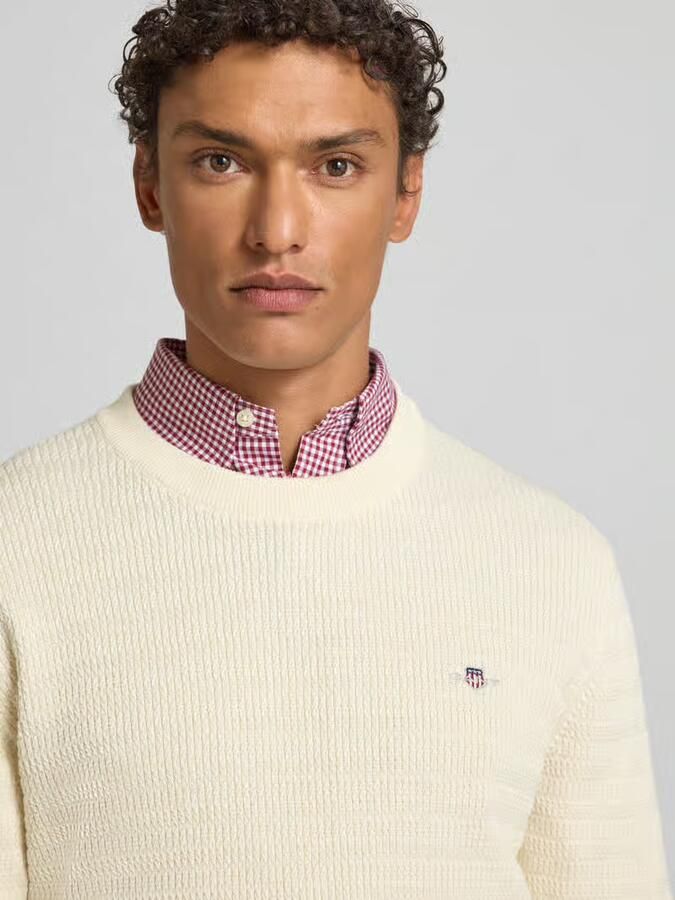 Gant Gebreide pullover met structuurmotief en labelstitching - Foto 2