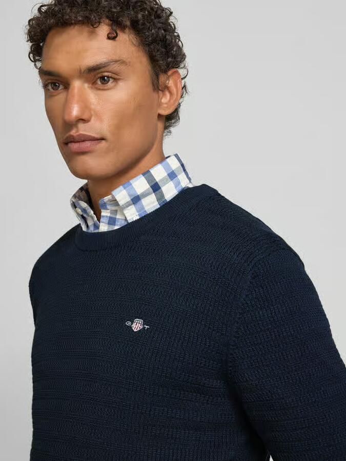Gant Gebreide pullover met structuurmotief en labelstitching - Foto 2