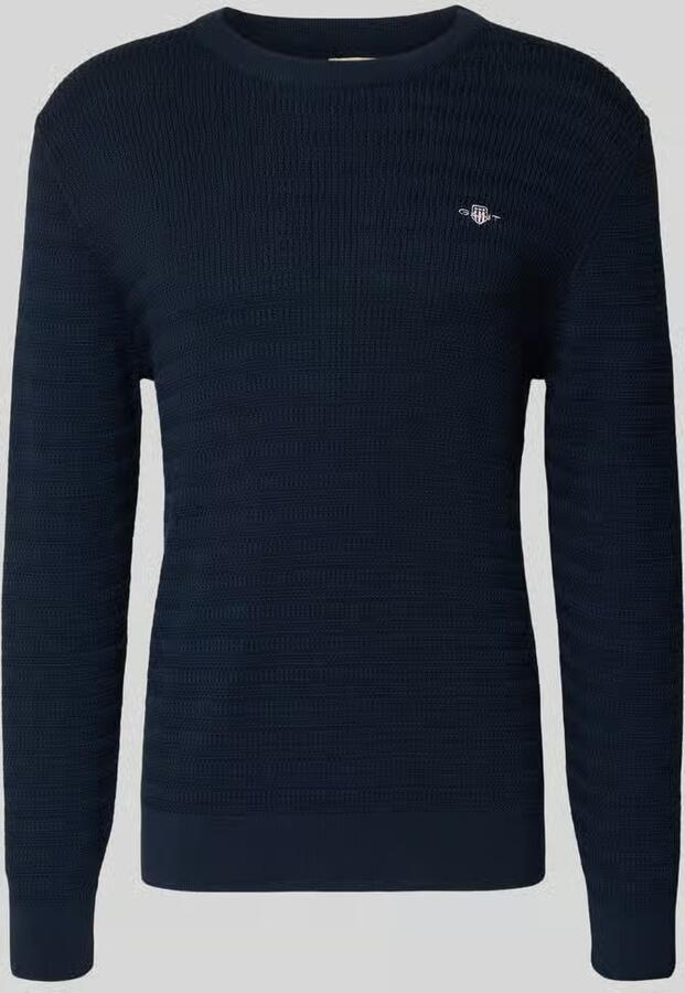 Gant Gebreide pullover met structuurmotief en labelstitching
