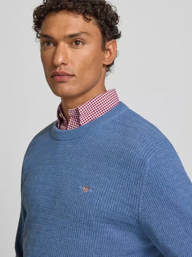 Gant Gebreide pullover met structuurmotief en labelstitching - Foto 2