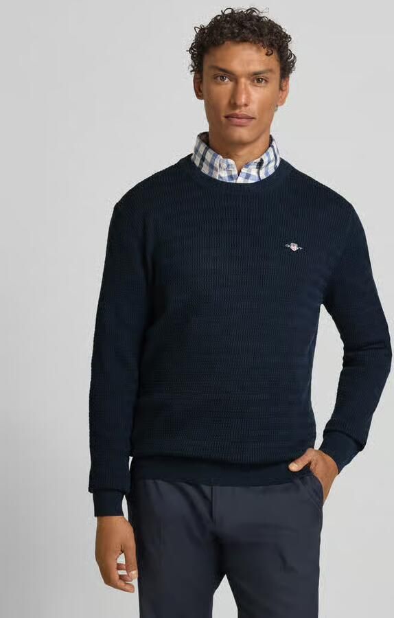Gant Gebreide pullover met structuurpatroon en labelstitching - Foto 3