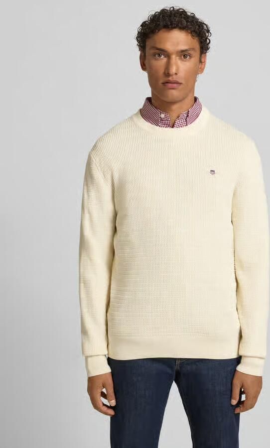 Gant Gebreide pullover met structuurpatroon en labelstitching - Foto 4