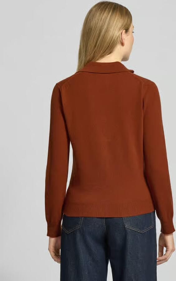 Gant Gebreide pullover van wol met platte kraag en V-hals