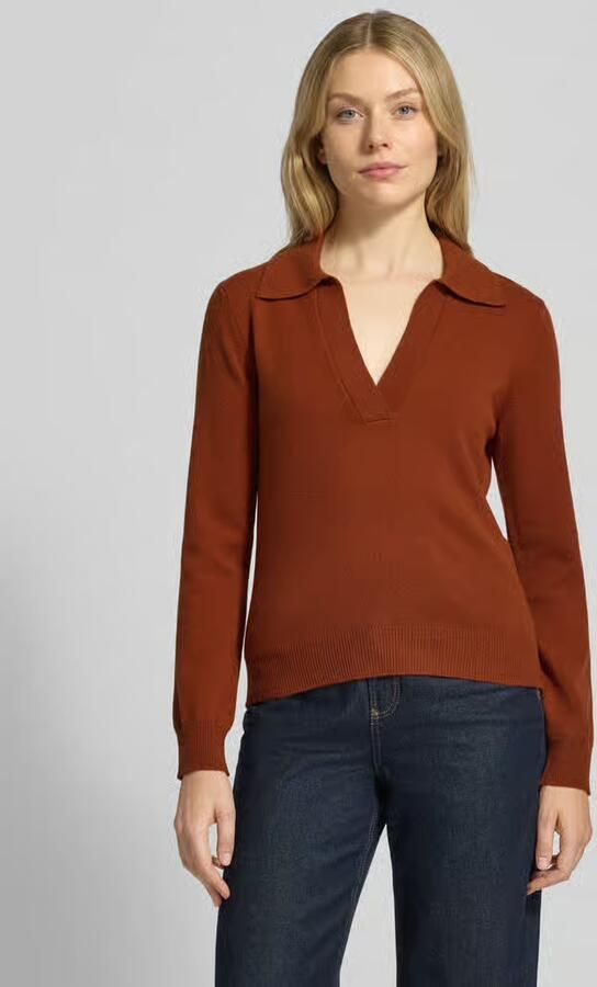 Gant Gebreide pullover van wol met platte kraag en V-hals - Foto 2