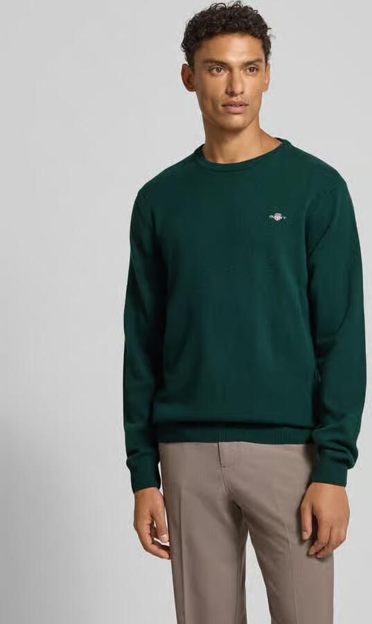 Gant Gebreide pullover van zuivere lamswol met ribboorden - Foto 2