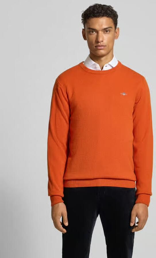 Gant Gebreide pullover van zuivere lamswol met ribboorden - Foto 2