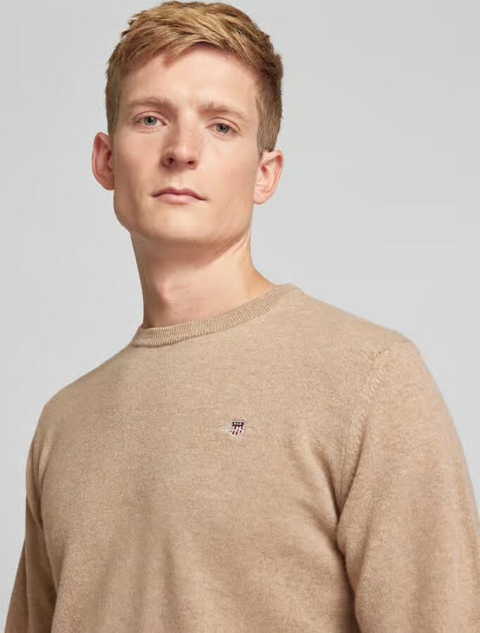 Gant Gebreide pullover van zuivere lamswol met ribboorden