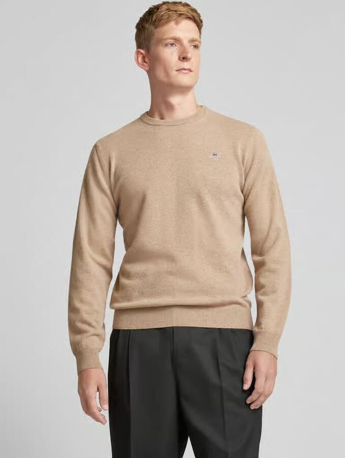 Gant Gebreide pullover van zuivere lamswol met ribboorden - Foto 2