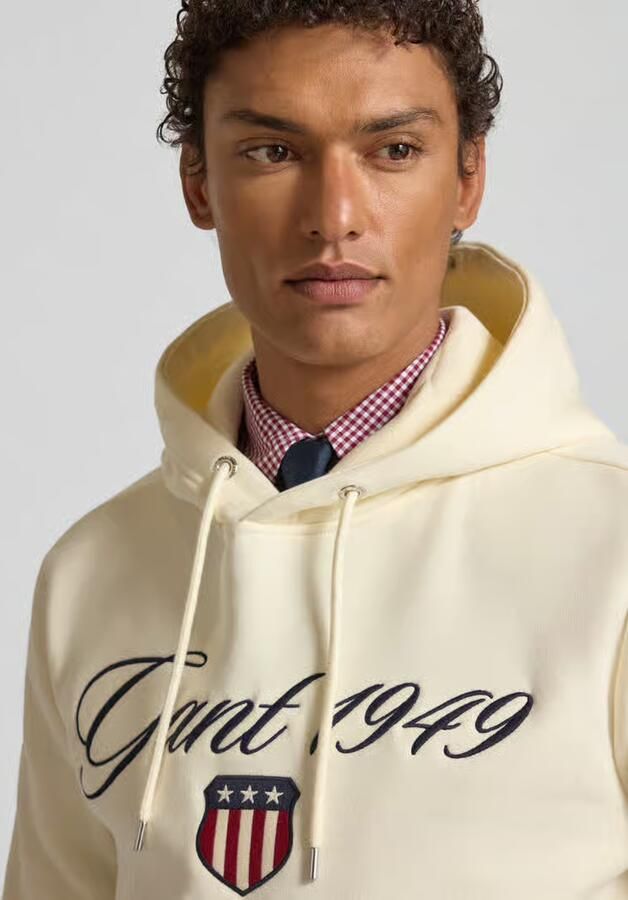 Gant Hoodie met labelstitching en kangoeroezak - Foto 2