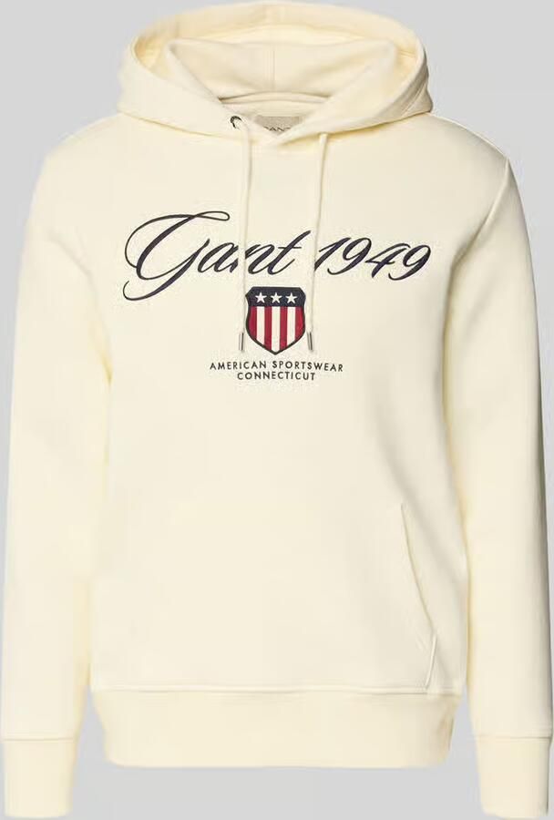 Gant Hoodie met labelstitching en kangoeroezak
