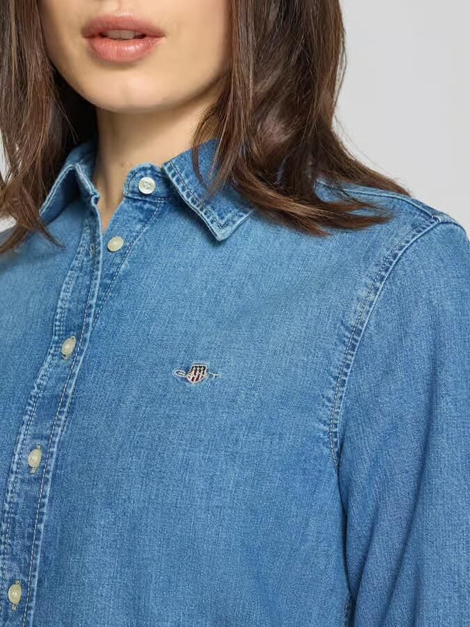 Gant Jeansblouse met gestikt logo en sportmanchetten - Foto 2