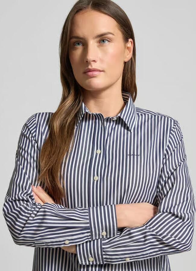 Gant Overhemdblouse REG POPLIN STRIPED SHIRT met een klein geborduurd logo op de borst - Foto 17