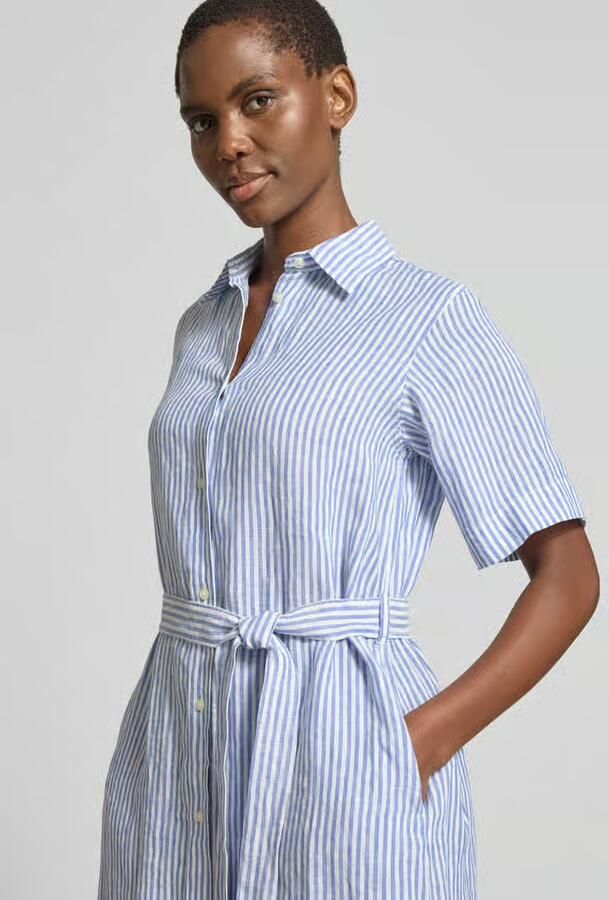 Gant regular fit blouse van mix van katoen en linnen met opstaande kraag - Foto 15