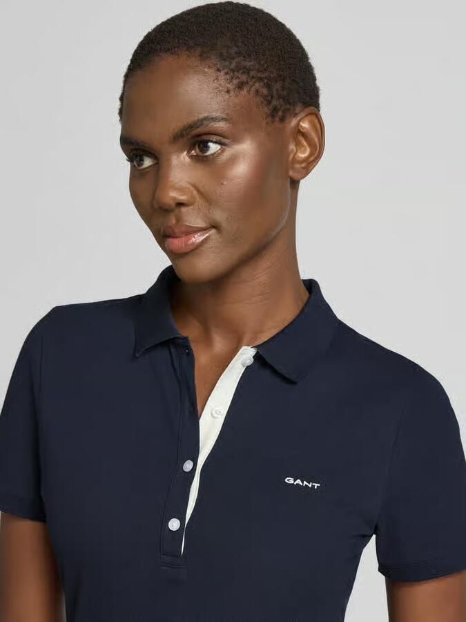 Gant regular fit blouse van mix van katoen en linnen met opstaande kraag - Foto 7