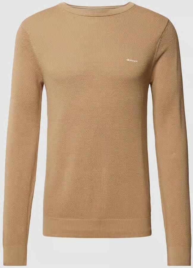 Gant Trui met ronde hals COTTON PIQUE C-NECK met logoborduursel op borsthoogte