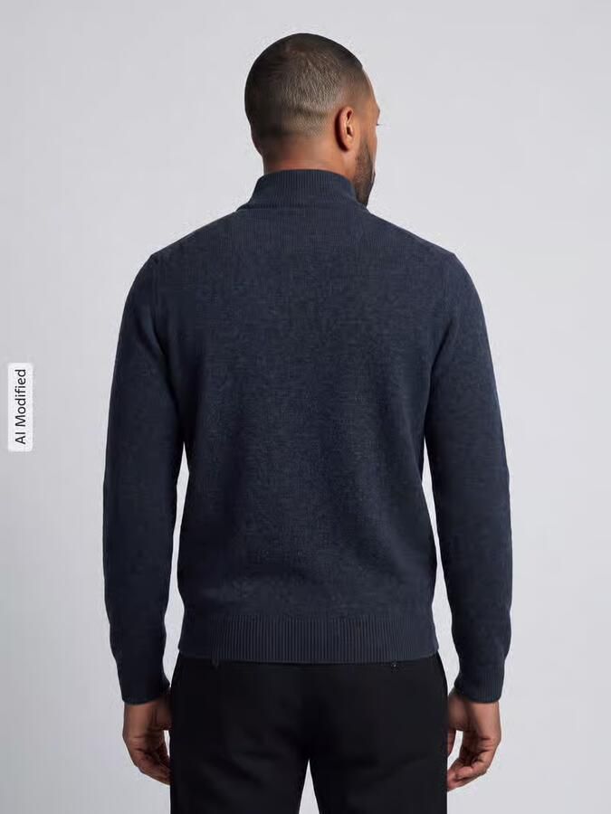 Gant Halfzip Lamswol Trui Donkerblauw - Foto 3