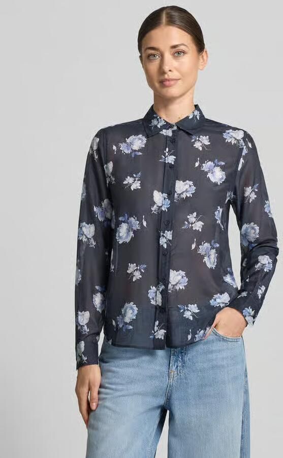Gant Regular fit blouse met lange mouwen van mix van katoen en zijde - Foto 2