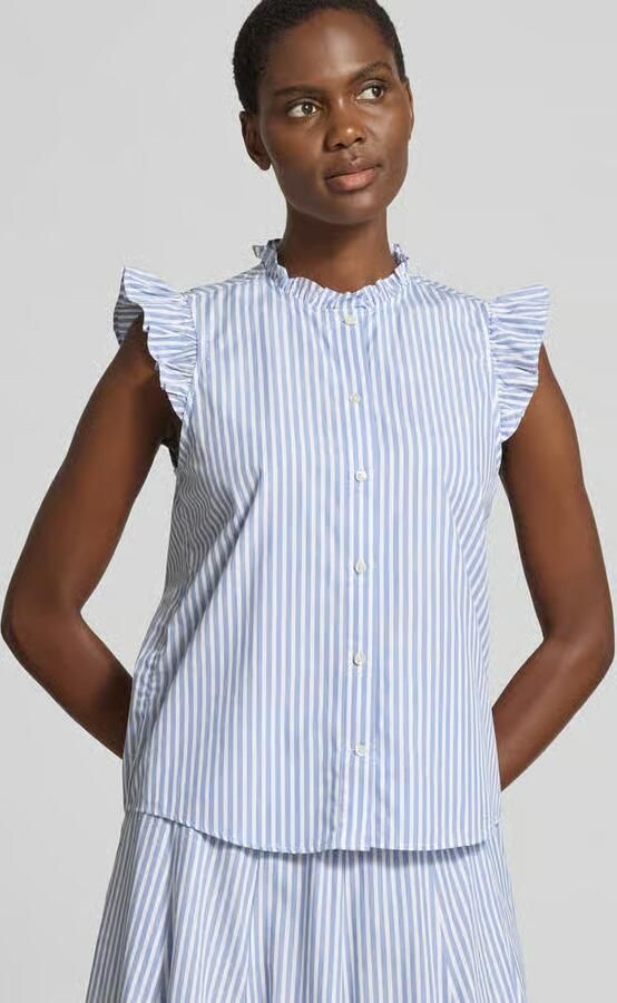 Gant regular fit blouse met opstaande kraag en ruches - Foto 6