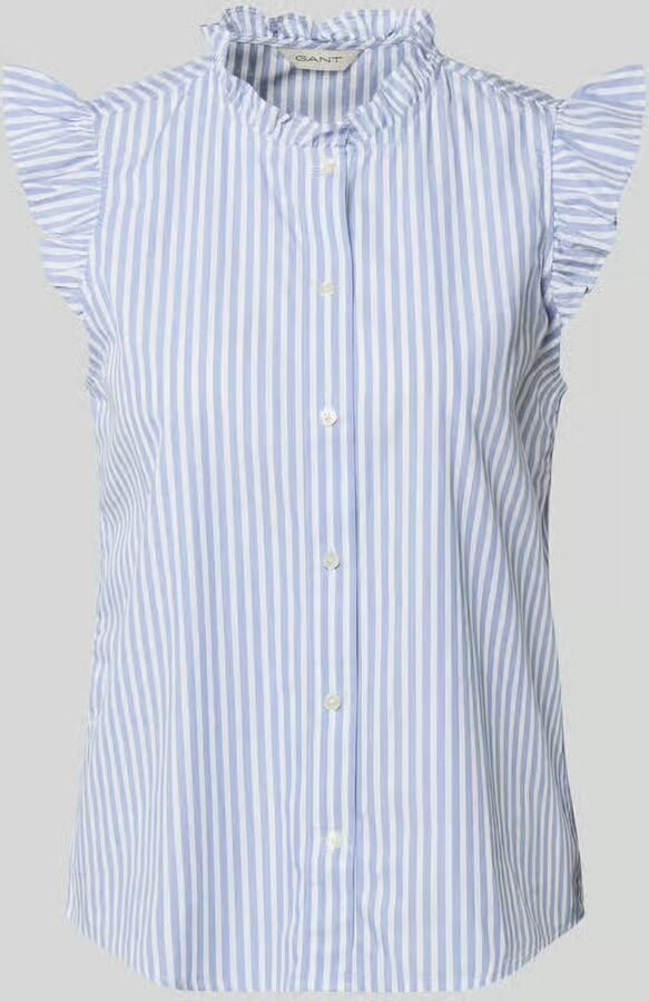 Gant regular fit blouse met opstaande kraag en ruches - Foto 5