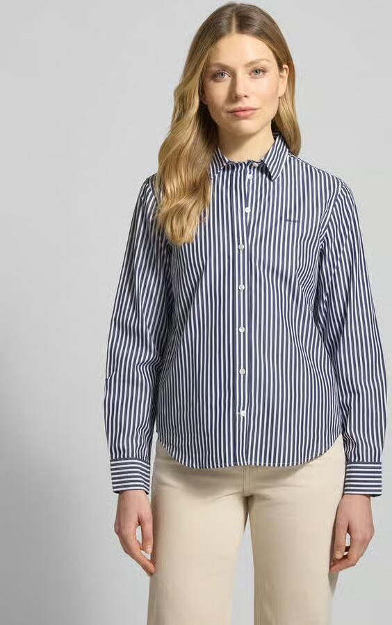 Gant Overhemdblouse REG POPLIN STRIPED SHIRT met een klein geborduurd logo op de borst - Foto 19
