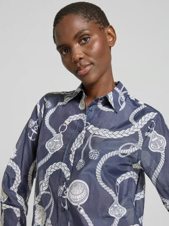 Gant Regular fit blouse van een mix van katoen en zijde - Foto 7