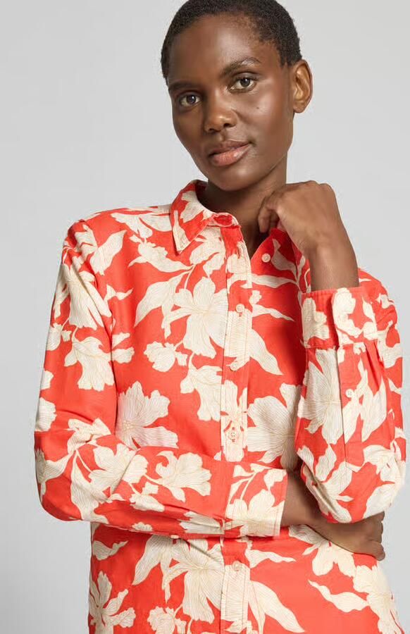 Gant regular fit blouse van mix van katoen en linnen - Foto 10