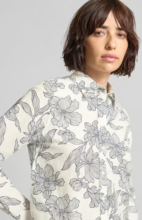 Gant regular fit blouse van mix van katoen en linnen - Foto 6
