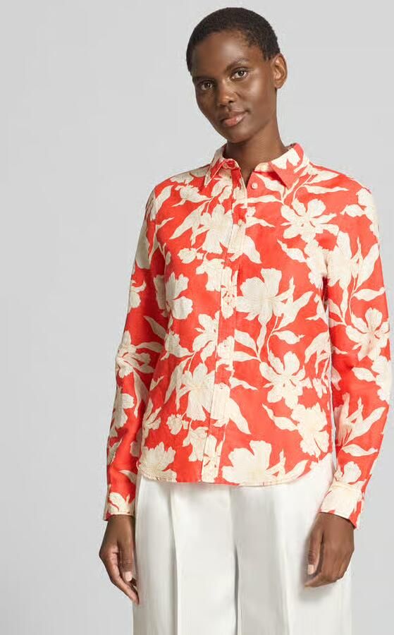 Gant regular fit blouse van mix van katoen en linnen - Foto 16