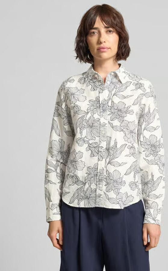 Gant regular fit blouse van mix van katoen en linnen - Foto 17