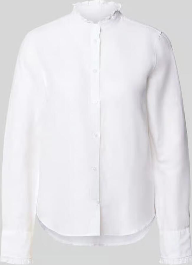 Gant regular fit blouse van mix van katoen en linnen met opstaande kraag - Foto 10