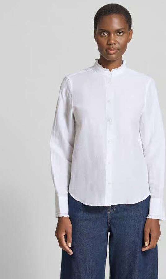Gant regular fit blouse van mix van katoen en linnen met opstaande kraag - Foto 20