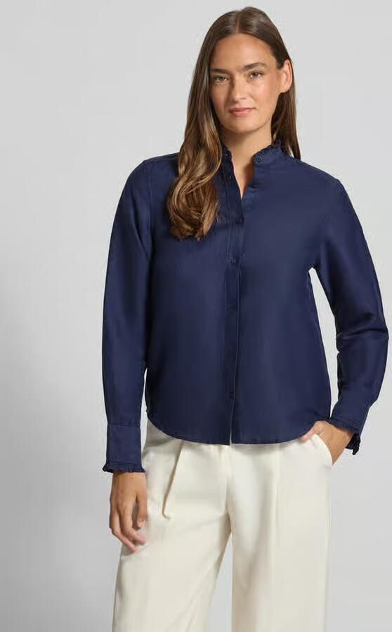 Gant regular fit blouse van mix van katoen en linnen met opstaande kraag - Foto 17