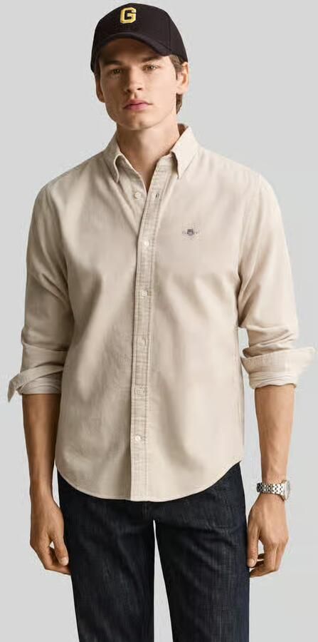 Gant Regular fit corduroy overhemd met gestikt logo - Foto 2