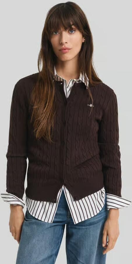 Gant regular fit gebreid jack van katoenmix - Foto 3