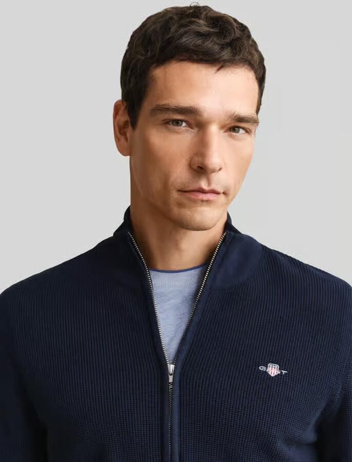 Gant Cardigan met tweewegritssluiting en labelstitching - Foto 2